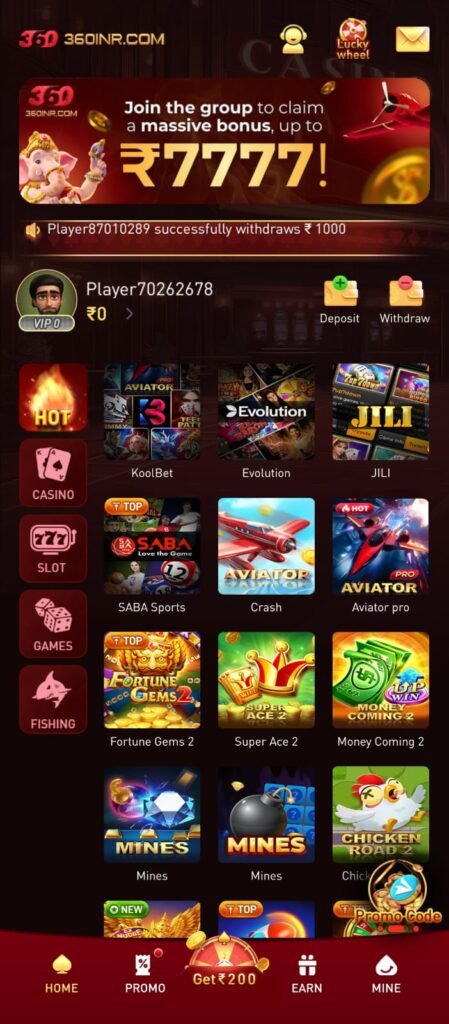 360 app logo with red 3D style text on black background