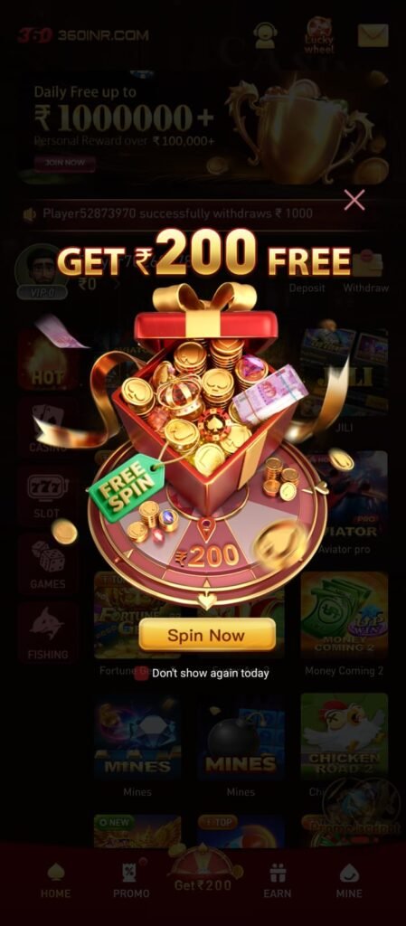 360 app logo with red 3D style text on black background